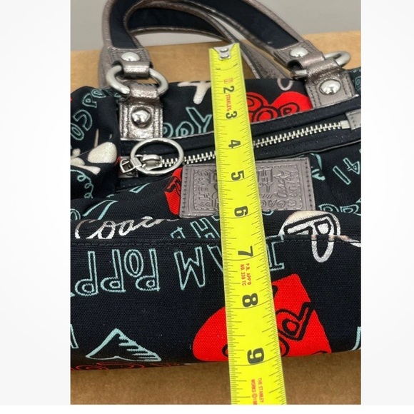 Coach Poppy Graffiti Satchel Black/Red Silver Hardware (Style 16200) - Picture 13 of 16